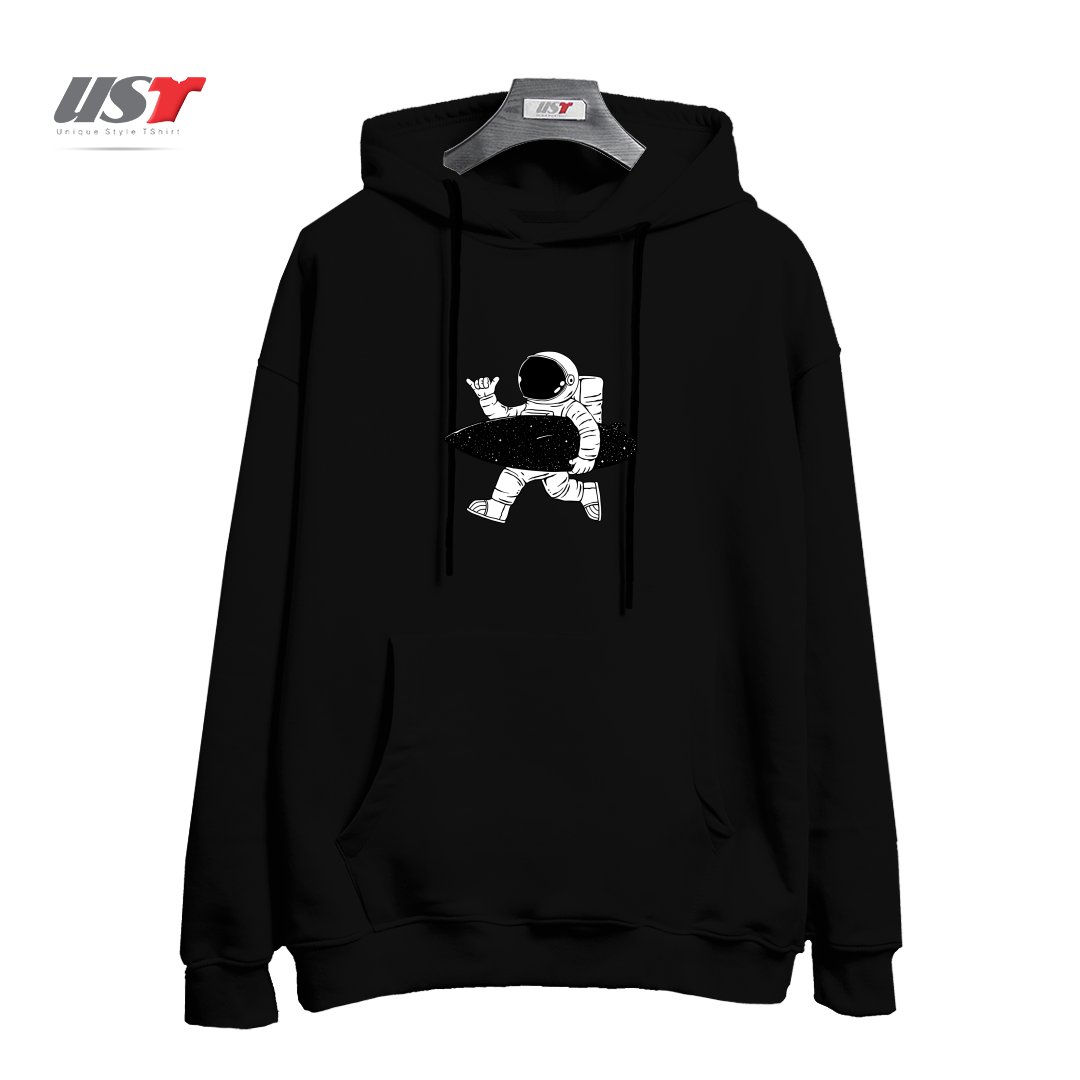 طرح SPACE SURFER هودی اورسایزرنگ مشکی