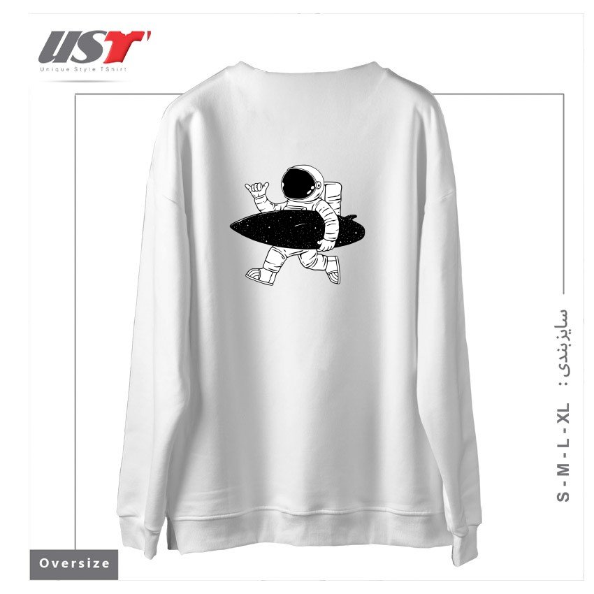 طرح SPACE SURFER سوییشرت اورسایزرنگ سفید