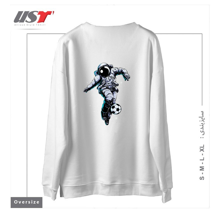 طرح SPACE SOCCER سوییشرت اورسایزرنگ سفید