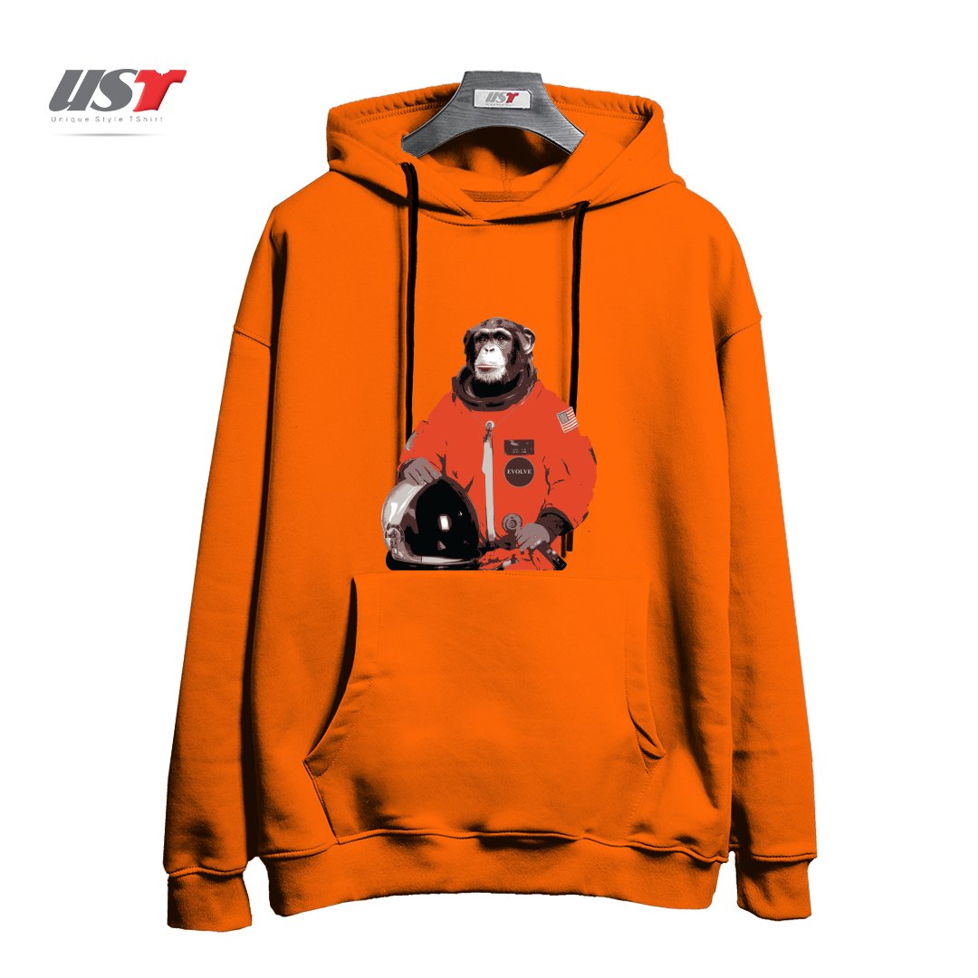طرح SPACE MONKEY هودی اورسایزرنگ نارنجی