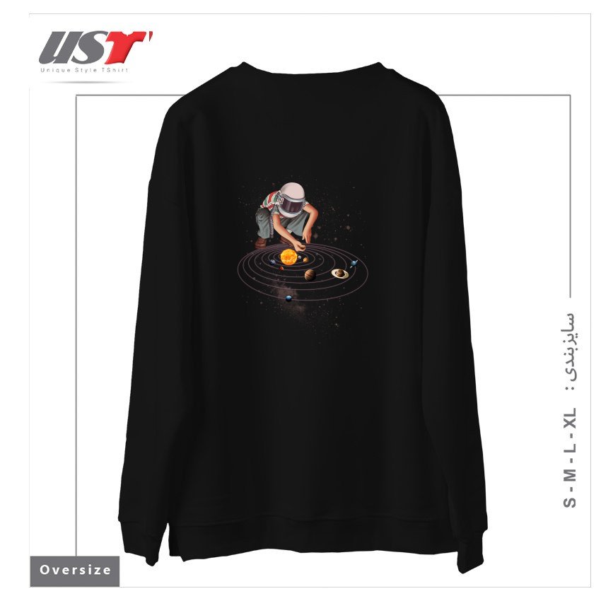 طرح MARBLE PLANET سوییشرت اورسایزرنگ مشکی