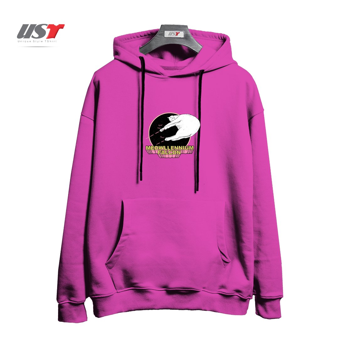 طرح MEOWLLENNIUM FALCON هودی اورسایزرنگ صورتی