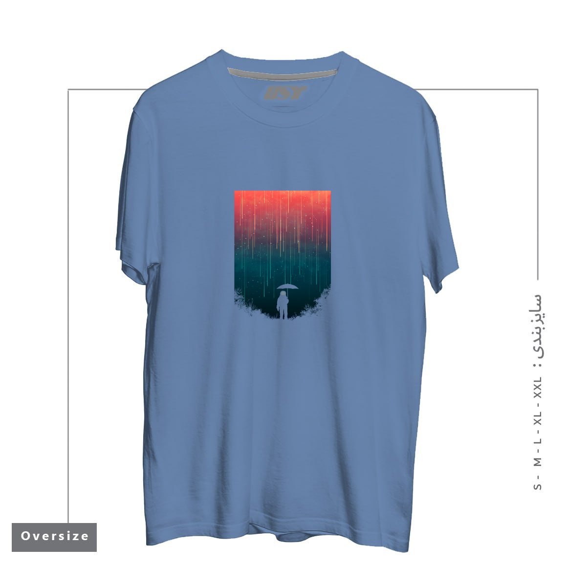 طرح METEOR SHOWER1 تیشرت اورسایزرنگ آبی نفتی