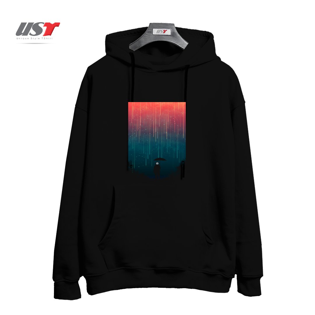 طرح METEOR SHOWER1 هودی اورسایزرنگ مشکی