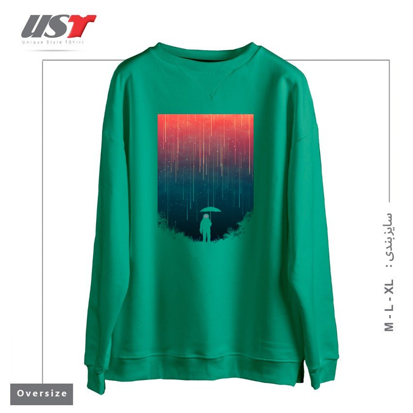 طرح METEOR SHOWER1 سوییشرت اورسایزرنگ سبز سدری