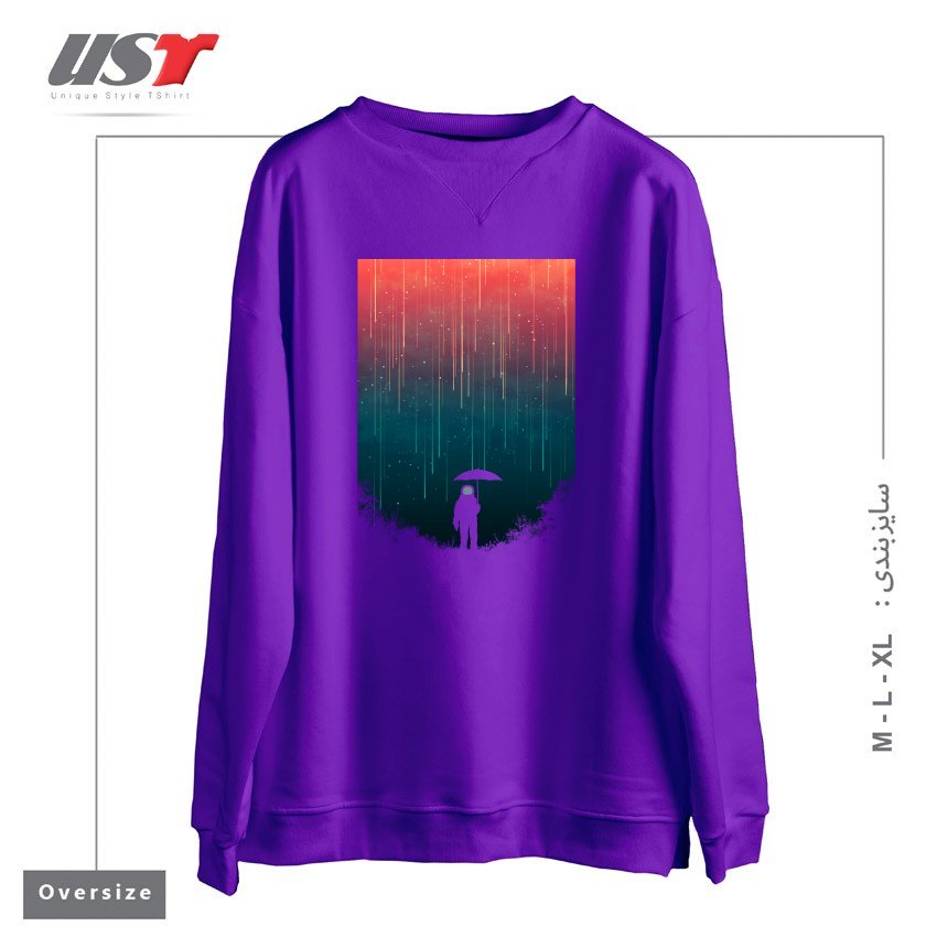 طرح METEOR SHOWER1 سوییشرت اورسایزرنگ بنفش