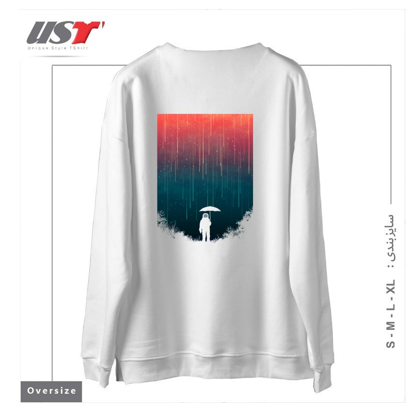 طرح METEOR SHOWER1 سوییشرت اورسایزرنگ سفید