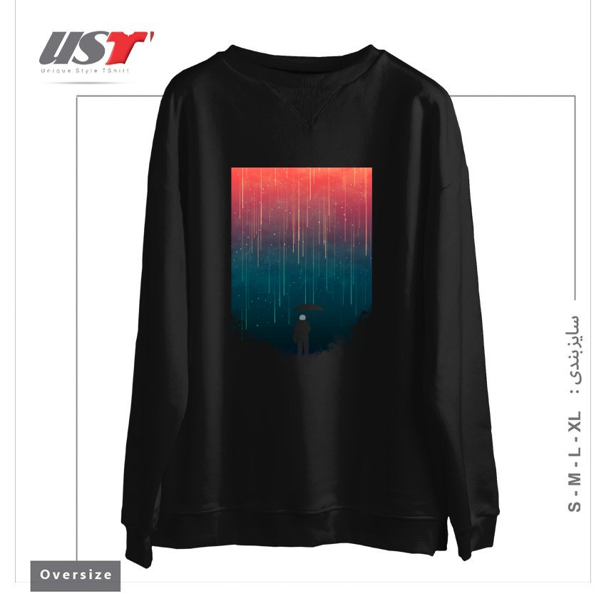 طرح METEOR SHOWER1 سوییشرت اورسایزرنگ مشکی
