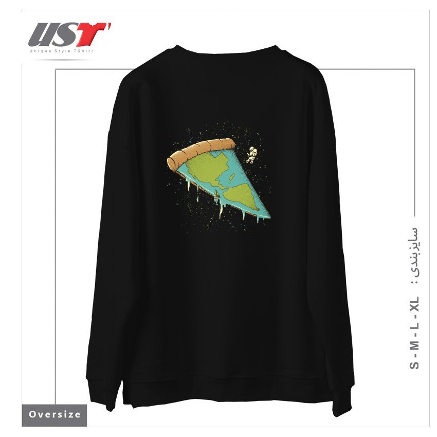 طرح PIZZA EARTH سوییشرت اورسایزرنگ مشکی
