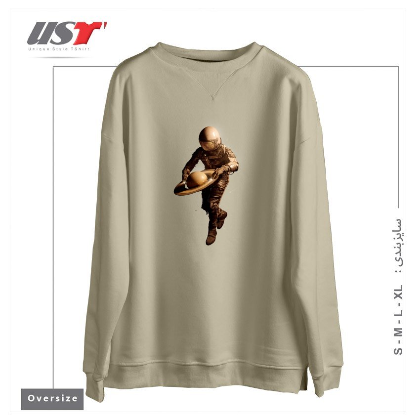 طرح SATURNTABLE4545 سوییشرت اورسایزرنگ نخودی