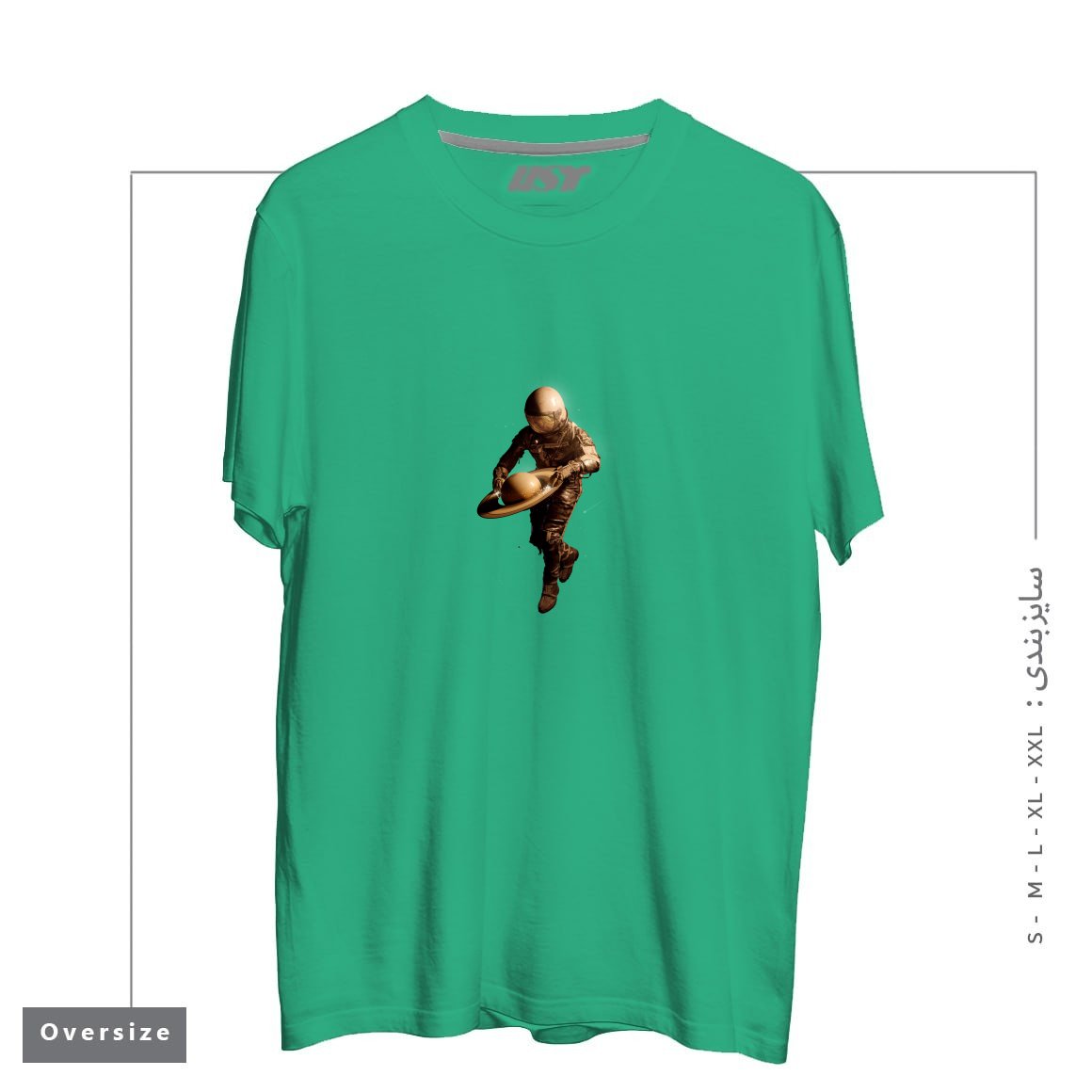 طرح SATURNTABLE4545 تیشرت اورسایزرنگ سبز