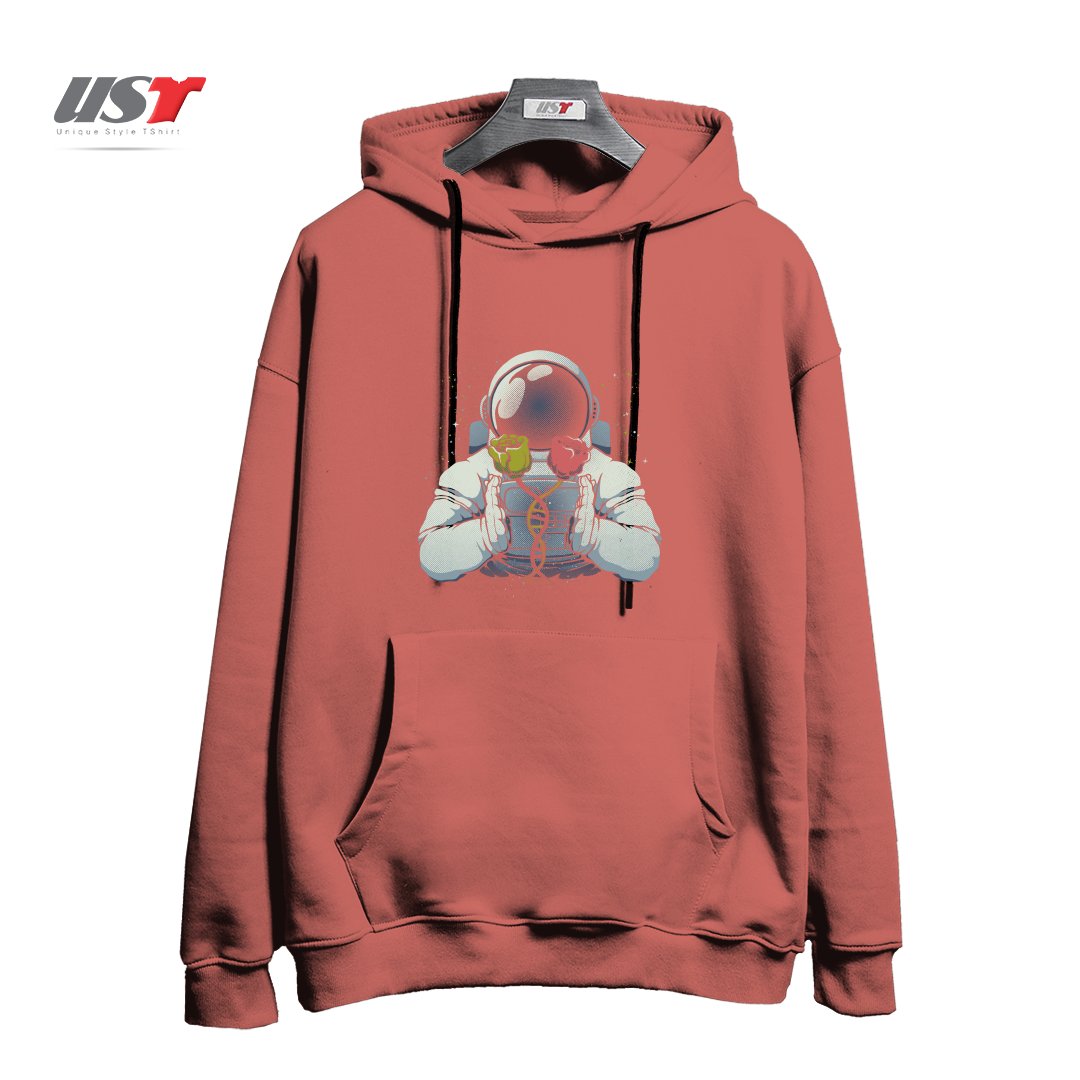 طرح SCIENCE ASTRONAUT DNA ROSES BY TOBE FONSECA هودی اورسایزرنگ آجری