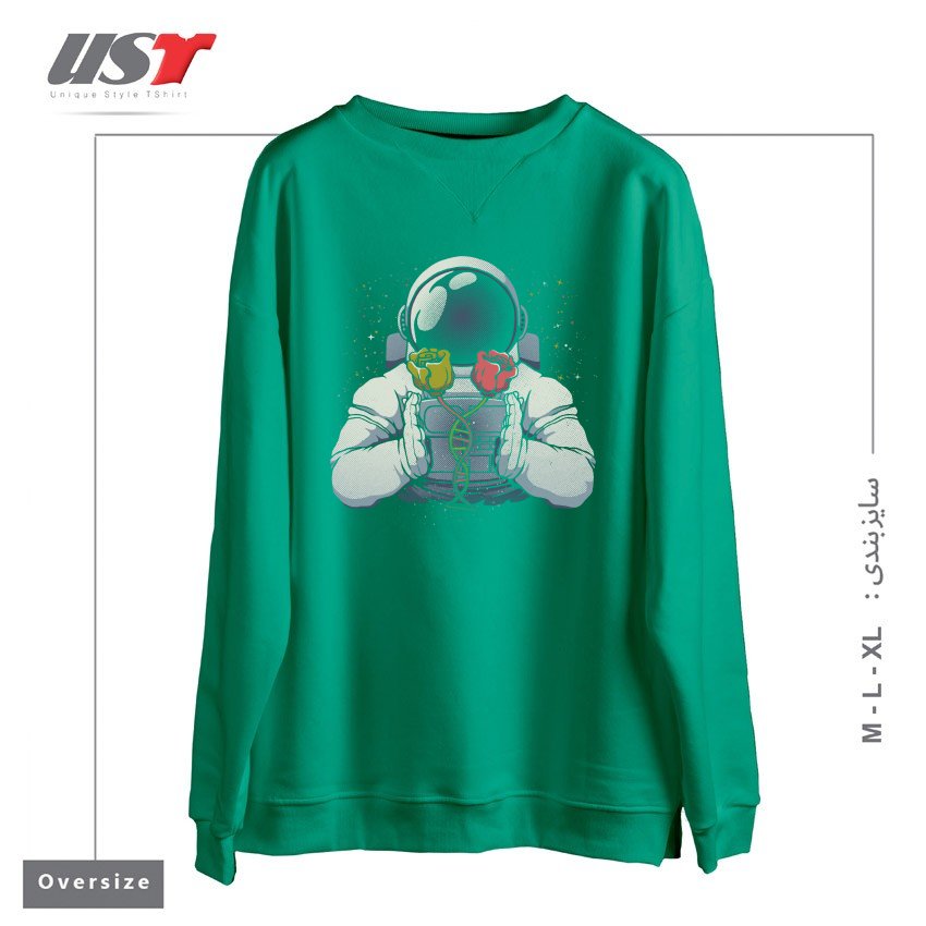 سوییشرت اورسایز طرح SCIENCE ASTRONAUT DNA ROSES BY TOBE FONSECA