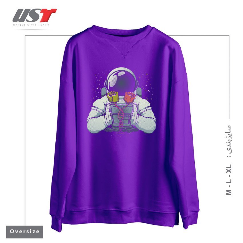طرح SCIENCE ASTRONAUT DNA ROSES BY TOBE FONSECA سوییشرت اورسایزرنگ بنفش