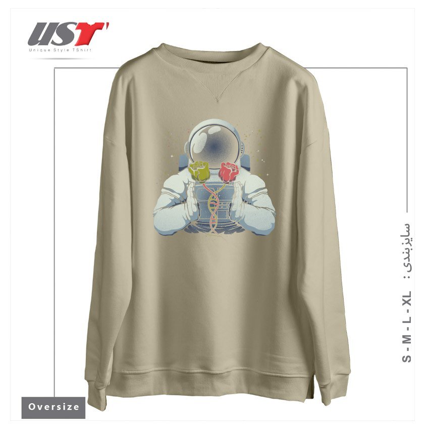 طرح SCIENCE ASTRONAUT DNA ROSES BY TOBE FONSECA سوییشرت اورسایزرنگ نخودی