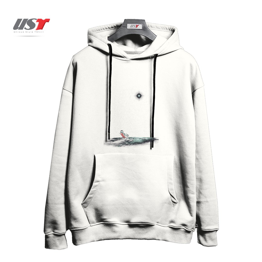 طرح SPACE CHILL هودی اورسایزرنگ سفید