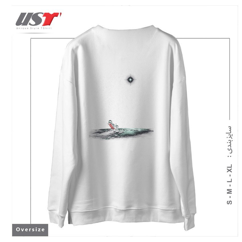 طرح SPACE CHILL سوییشرت اورسایزرنگ سفید