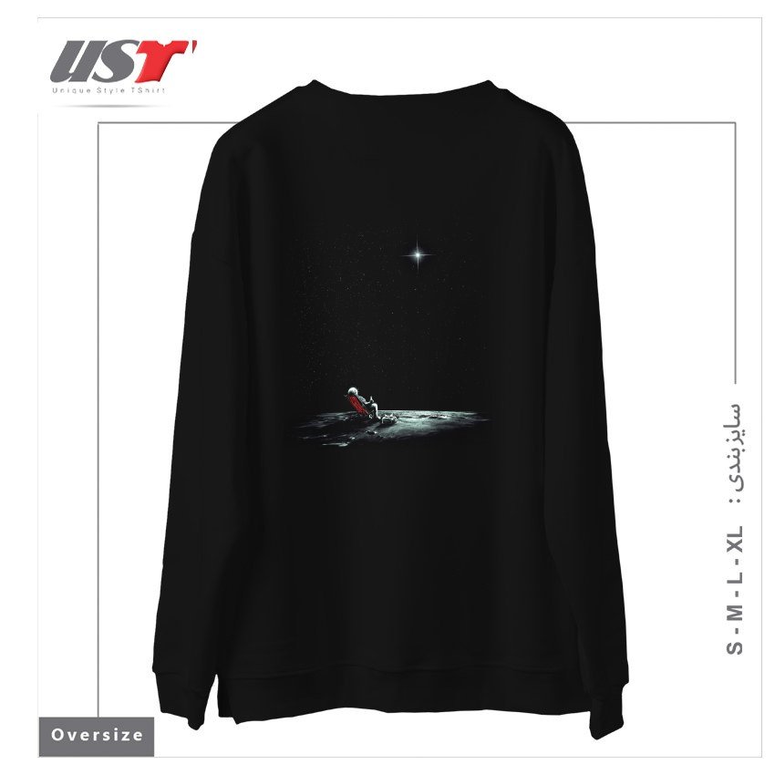 طرح SPACE CHILL سوییشرت اورسایزرنگ مشکی