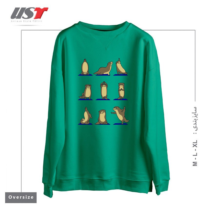 طرح OTTER YOGA سوییشرت اورسایزرنگ سبز سدری