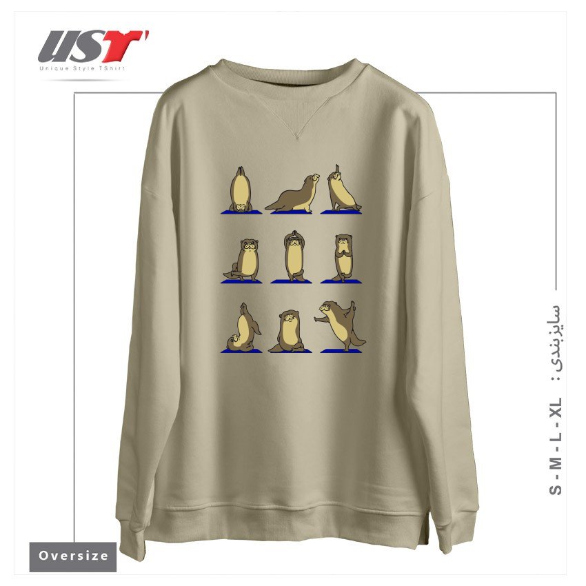 طرح OTTER YOGA سوییشرت اورسایزرنگ نخودی