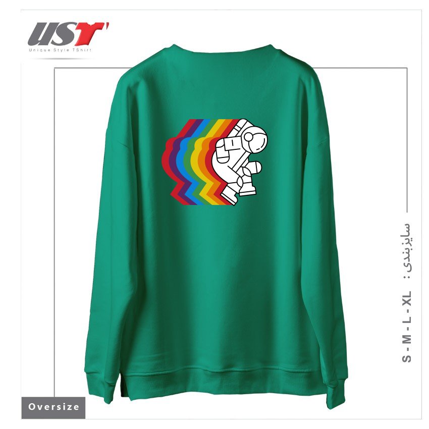 طرح SPACE DANCE سوییشرت اورسایزرنگ سبز سدری