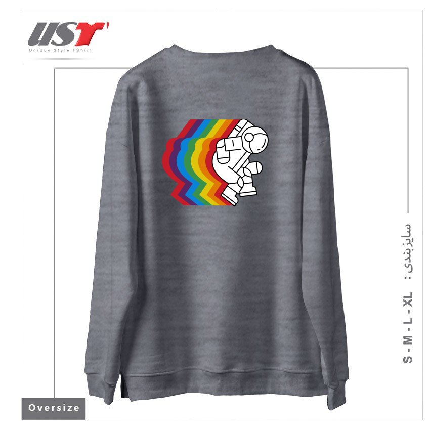 طرح SPACE DANCE سوییشرت اورسایزرنگ طوسی ملانژ