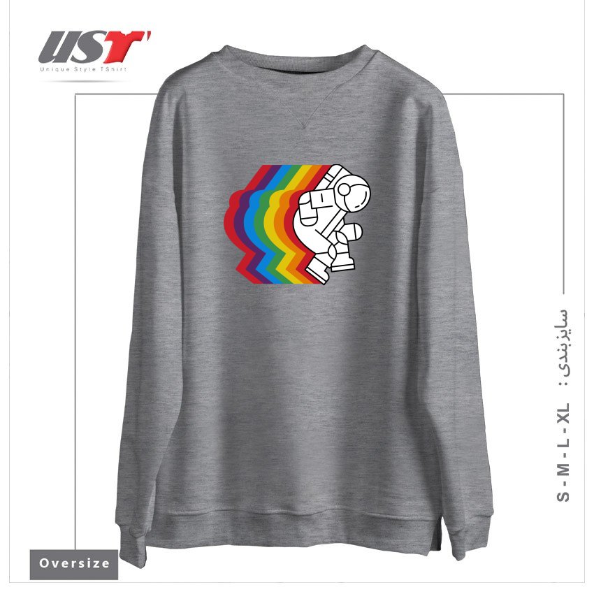 طرح SPACE DANCE سوییشرت اورسایزرنگ طوسی ملانژ