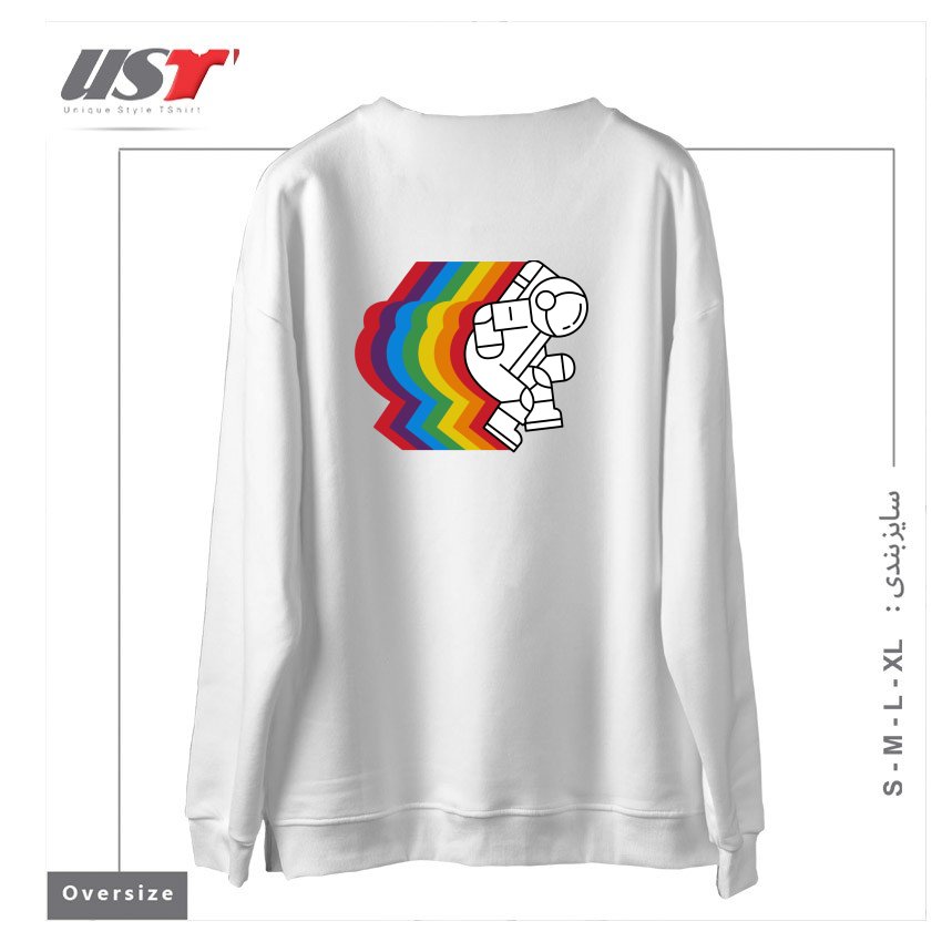طرح SPACE DANCE سوییشرت اورسایزرنگ سفید