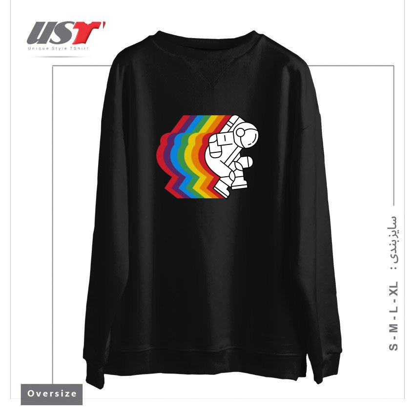 طرح SPACE DANCE سوییشرت اورسایزرنگ مشکی