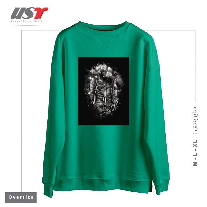 طرح LOST IN COSMIC SHADES سوییشرت اورسایزرنگ سبز سدری