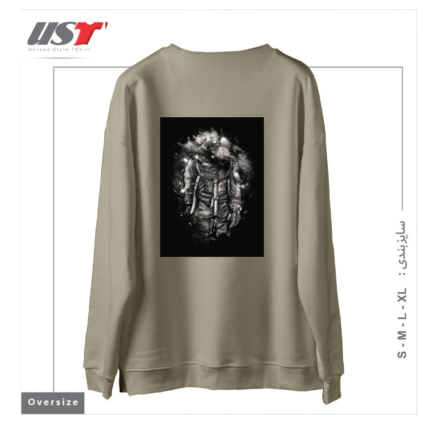 طرح LOST IN COSMIC SHADES سوییشرت اورسایزرنگ نخودی