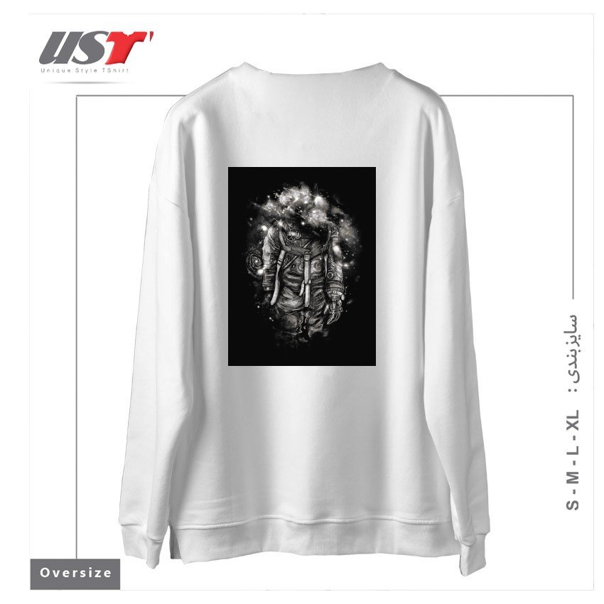 طرح LOST IN COSMIC SHADES سوییشرت اورسایزرنگ سفید