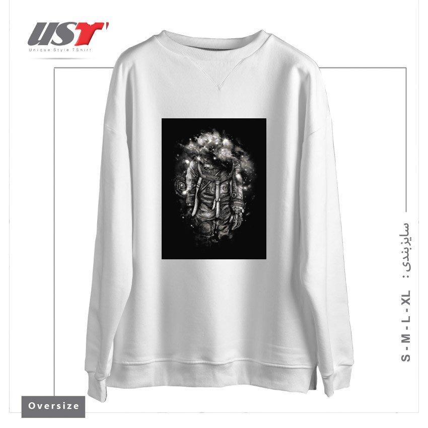 طرح LOST IN COSMIC SHADES سوییشرت اورسایزرنگ سفید