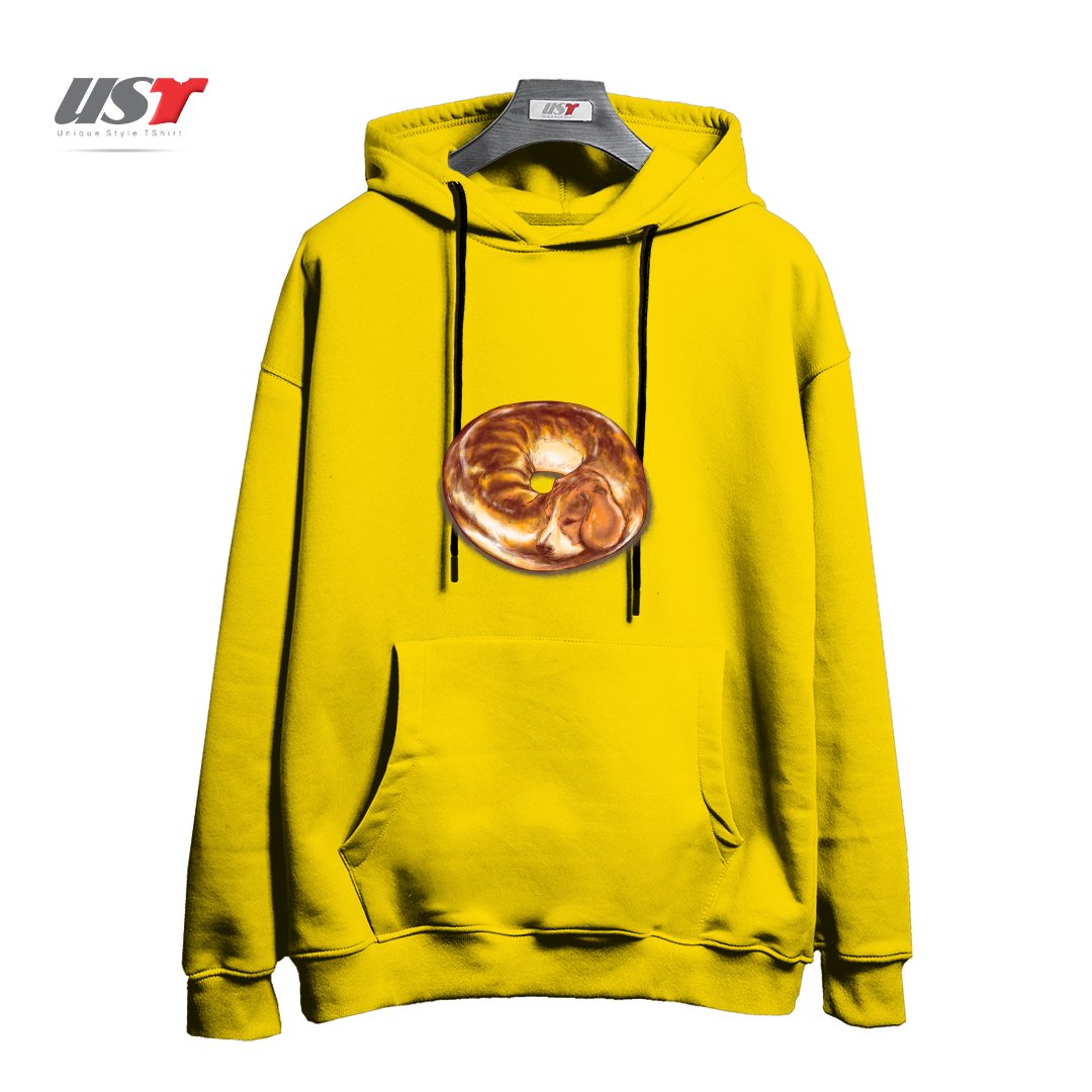 طرح BEAGEL هودی اورسایزرنگ زرد