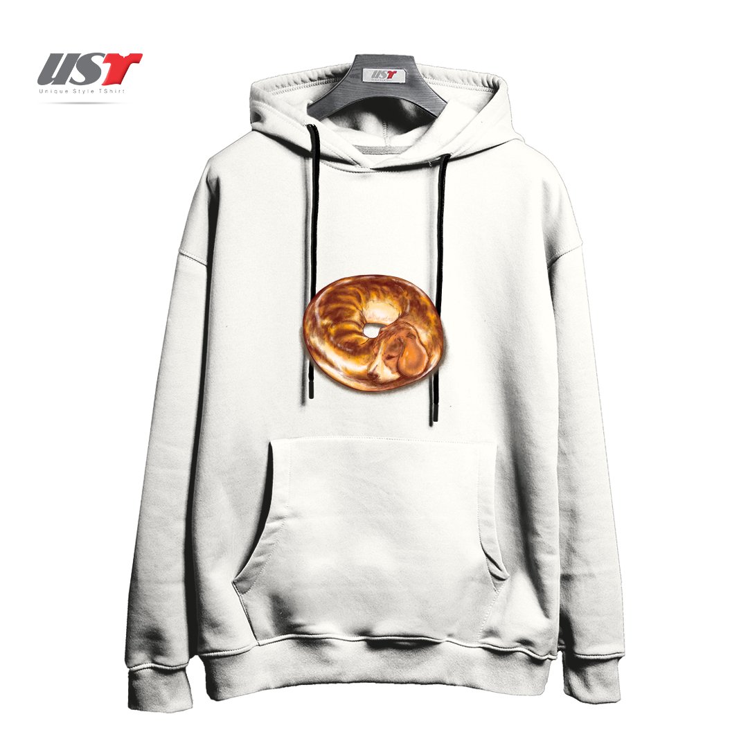 طرح BEAGEL هودی اورسایزرنگ سفید