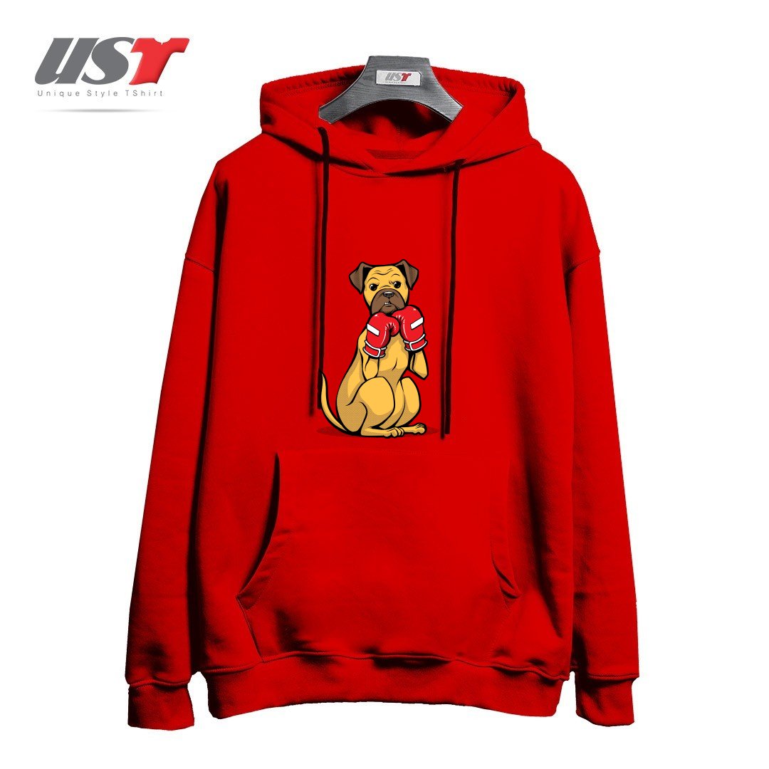 طرح BOXING BOXER4114 هودی اورسایزرنگ قرمز