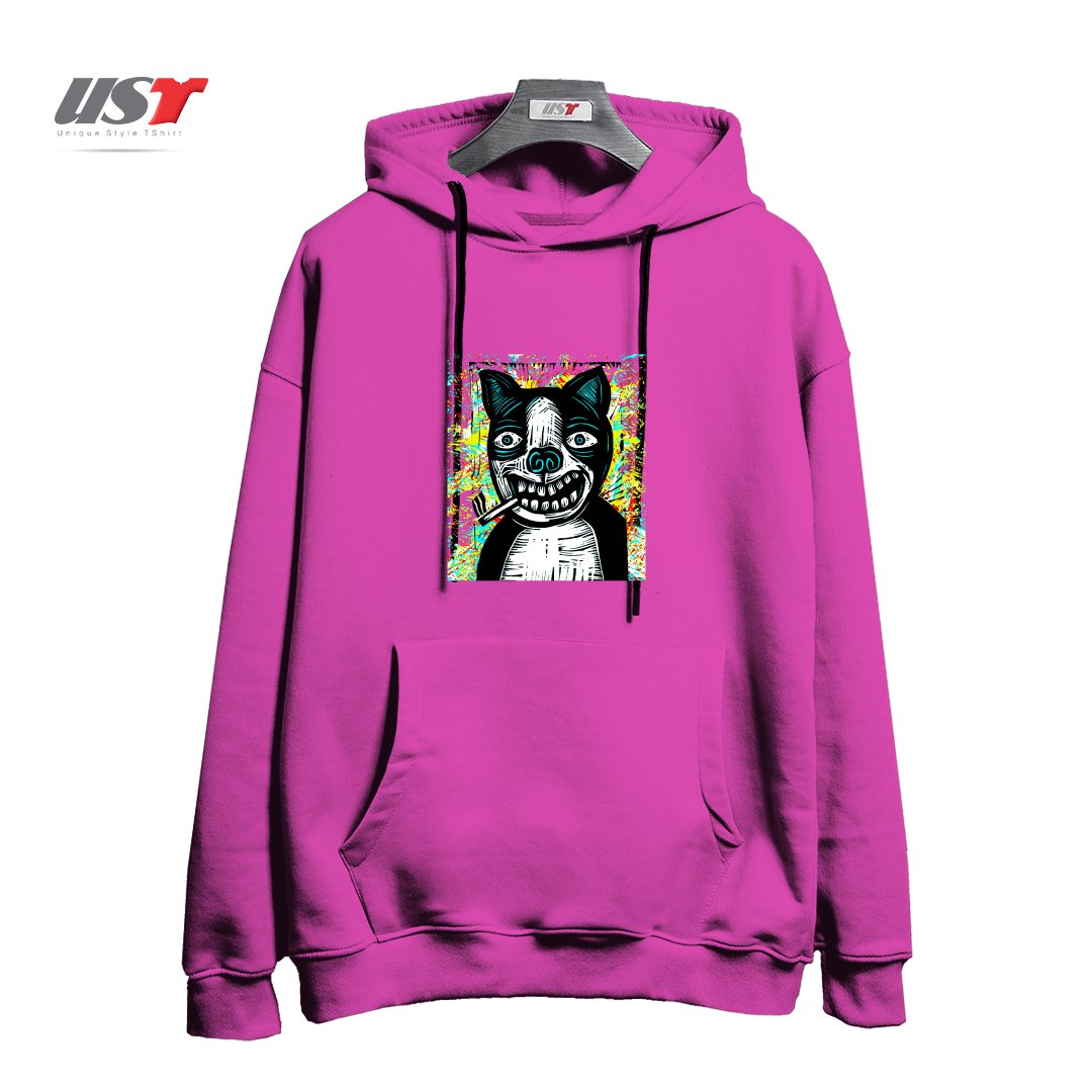 طرح DIRTY DOG245454 هودی اورسایزرنگ صورتی