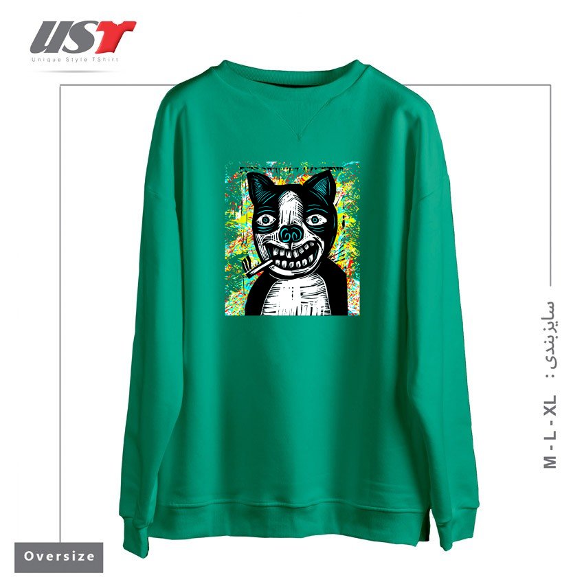 طرح DIRTY DOG245454 سوییشرت اورسایزرنگ سبز سدری