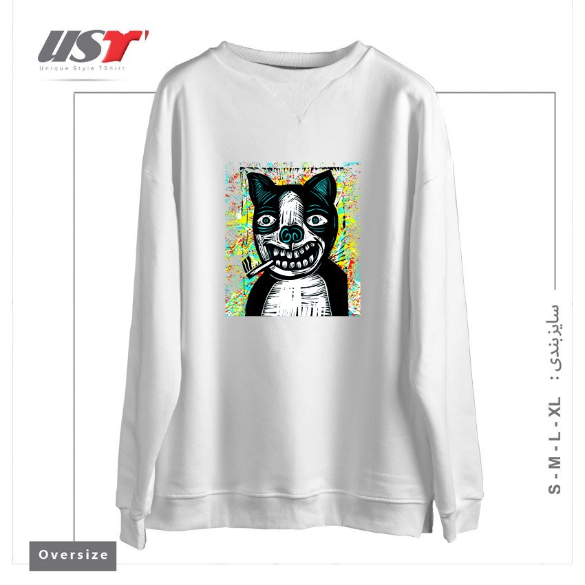 طرح DIRTY DOG245454 سوییشرت اورسایزرنگ سفید