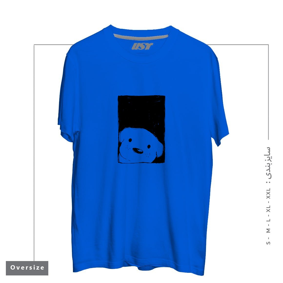 تیشرت اورسایز طرح DOG LOOKING OUT A WINDOW