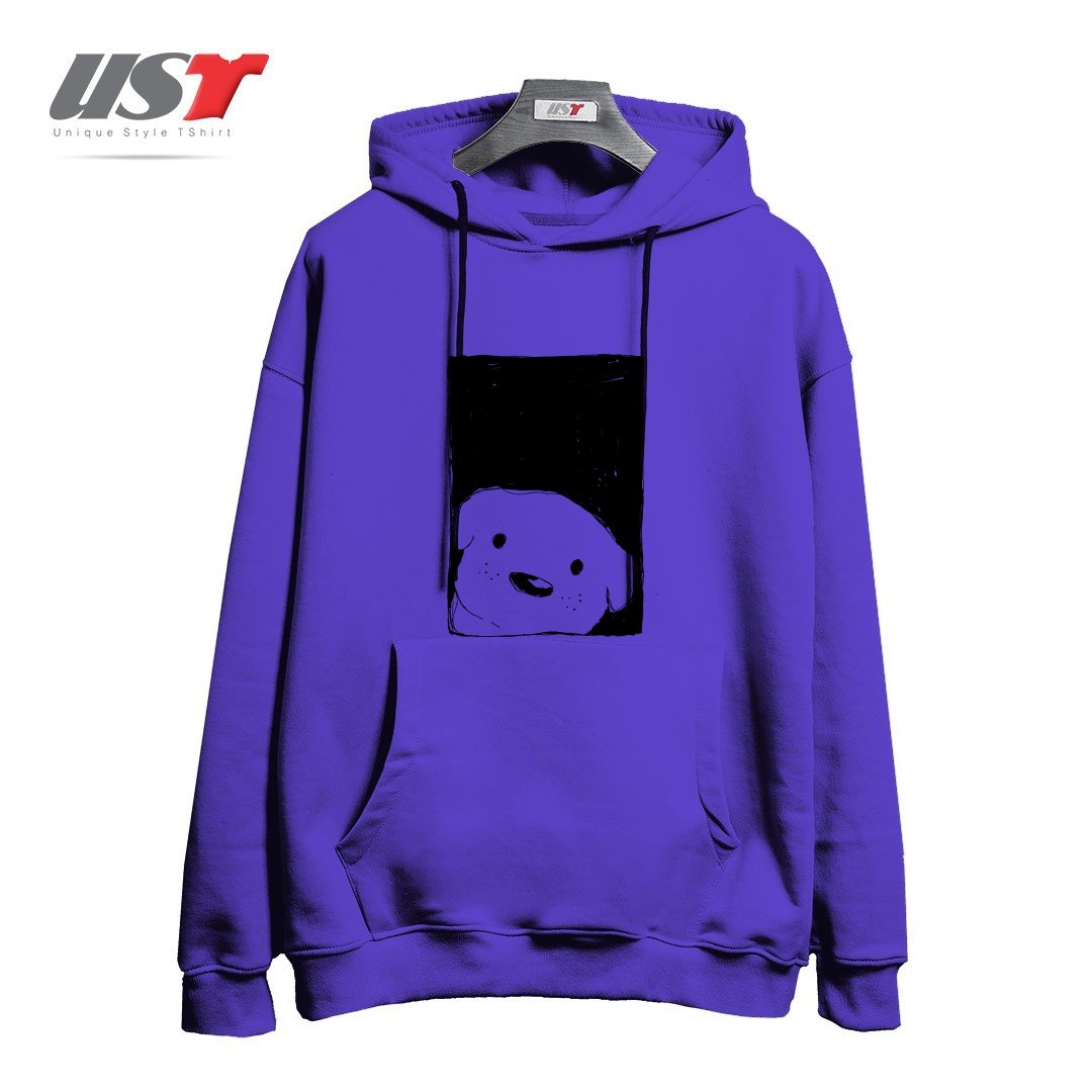 هودی اورسایز طرح DOG LOOKING OUT A WINDOW