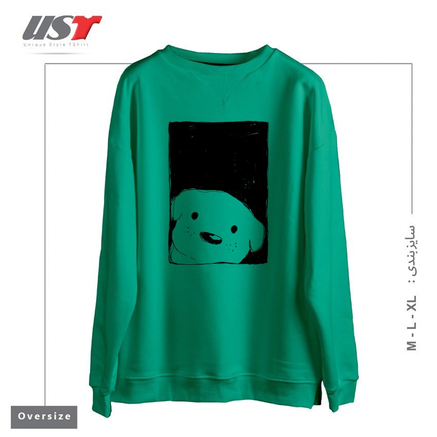 سوییشرت اورسایز طرح DOG LOOKING OUT A WINDOW
