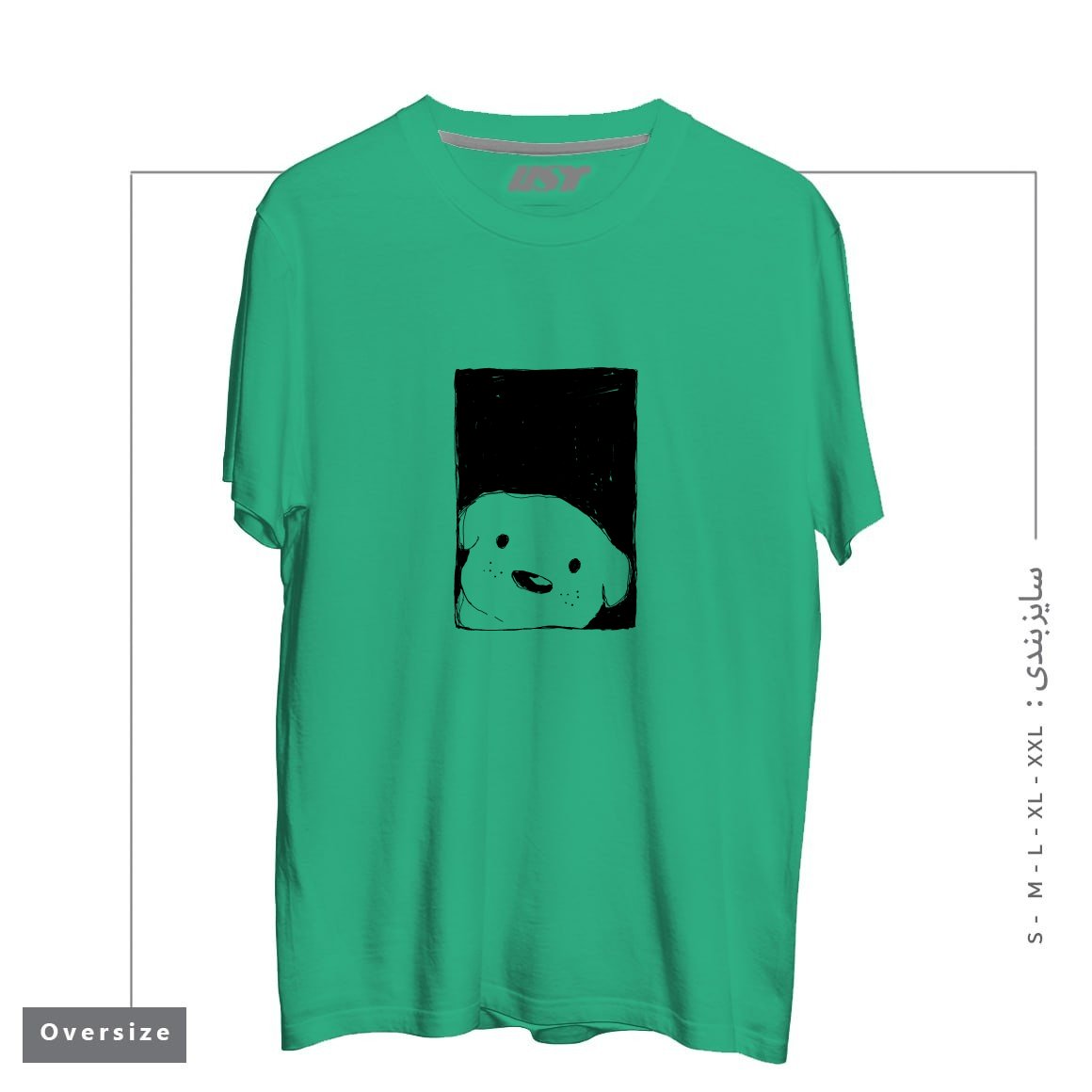 تیشرت اورسایز طرح DOG LOOKING OUT A WINDOW