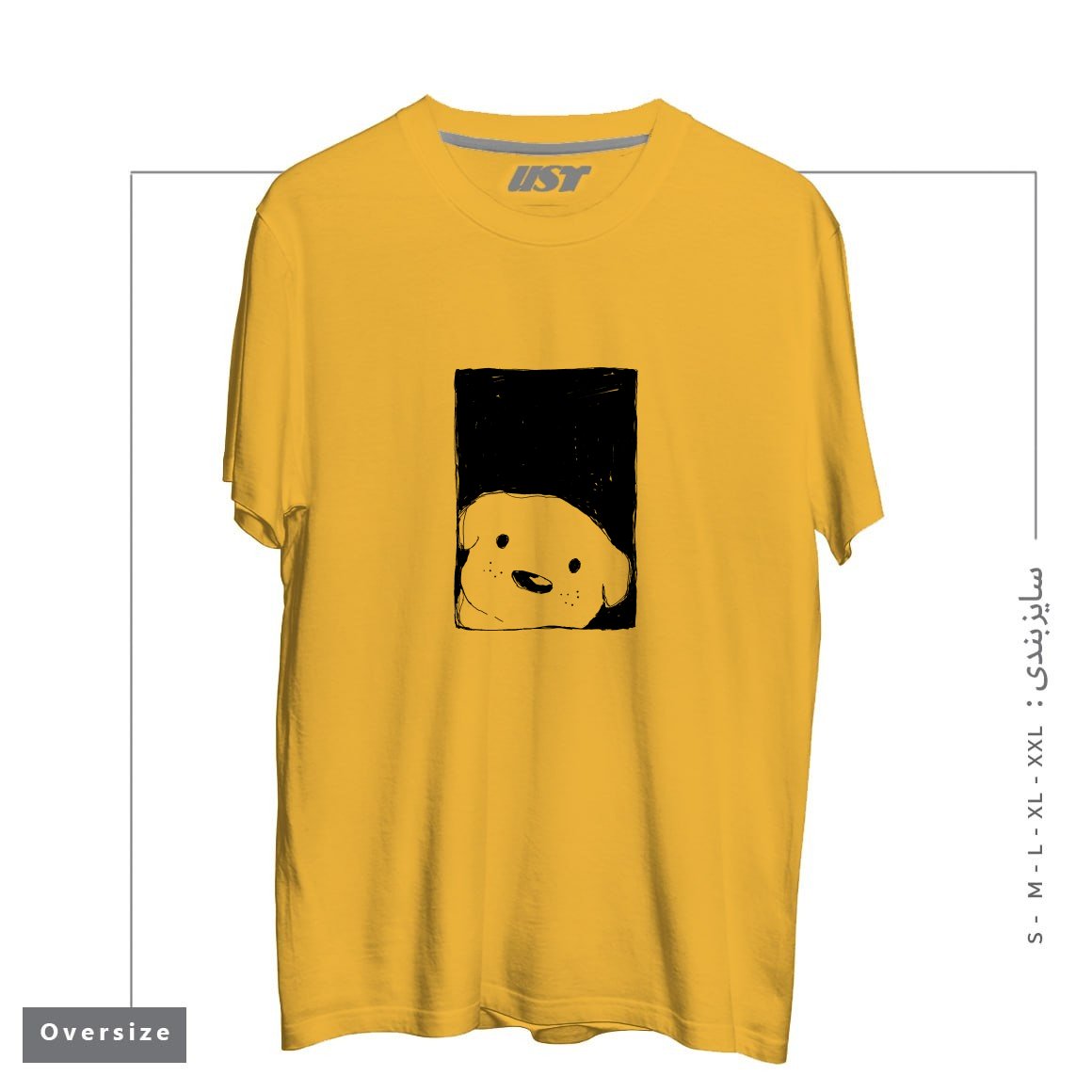 تیشرت اورسایز طرح DOG LOOKING OUT A WINDOW