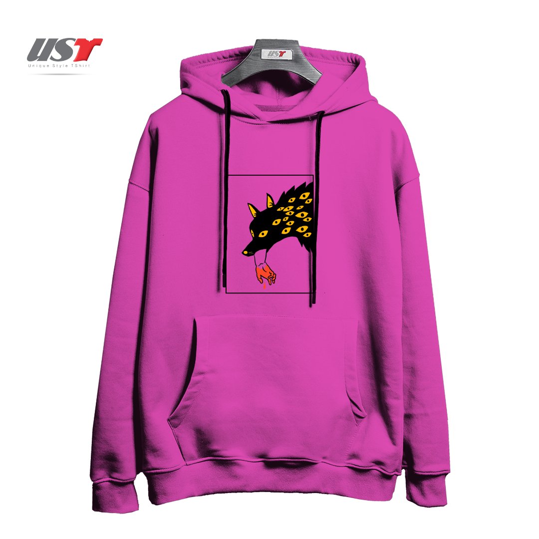 طرح EAT THE RICH24154 هودی اورسایزرنگ صورتی