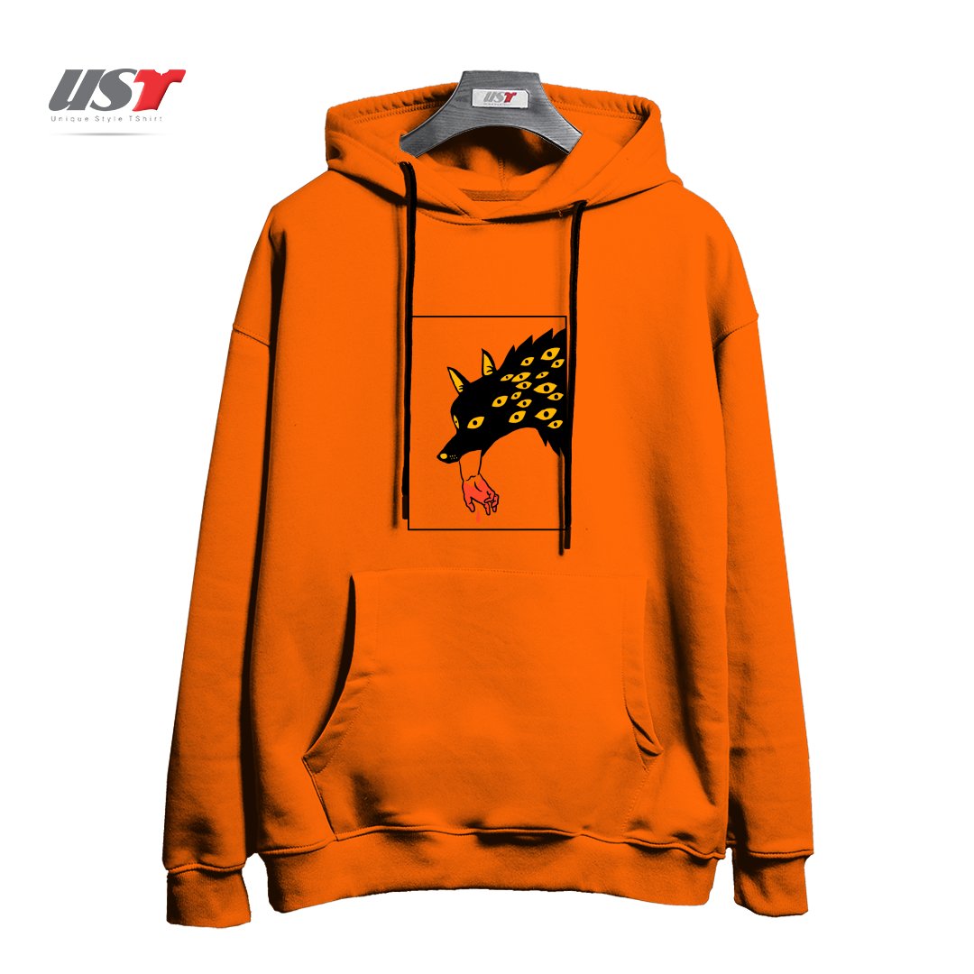 طرح EAT THE RICH24154 هودی اورسایزرنگ نارنجی