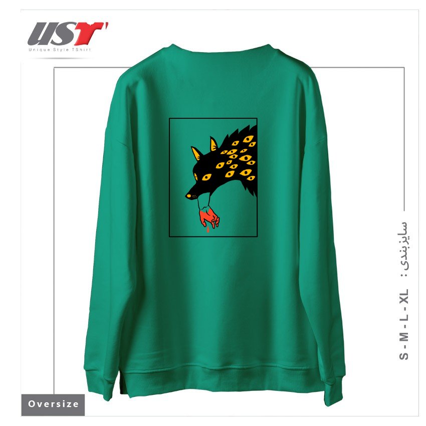 طرح EAT THE RICH24154 سوییشرت اورسایزرنگ سبز سدری