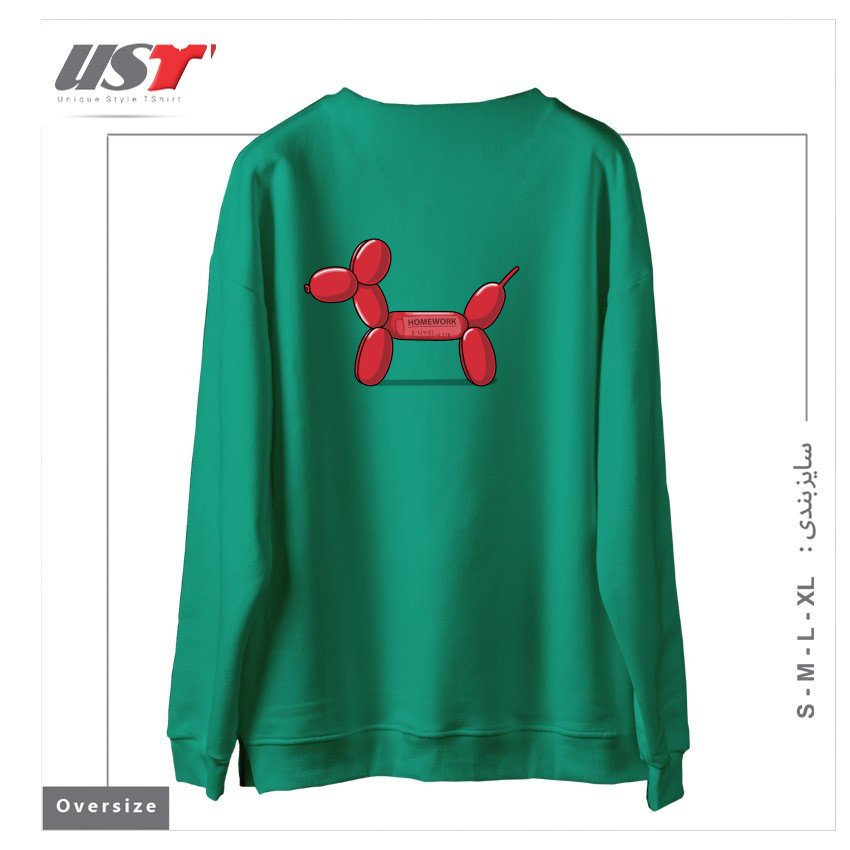 طرح GUILTY DOGGY! سوییشرت اورسایزرنگ سبز سدری