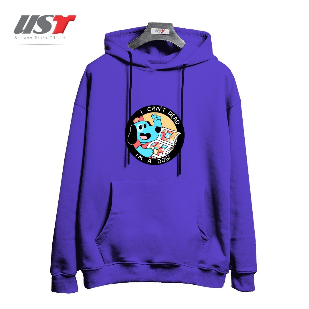 طرح I CAN'T READ! هودی اورسایزرنگ بنفش