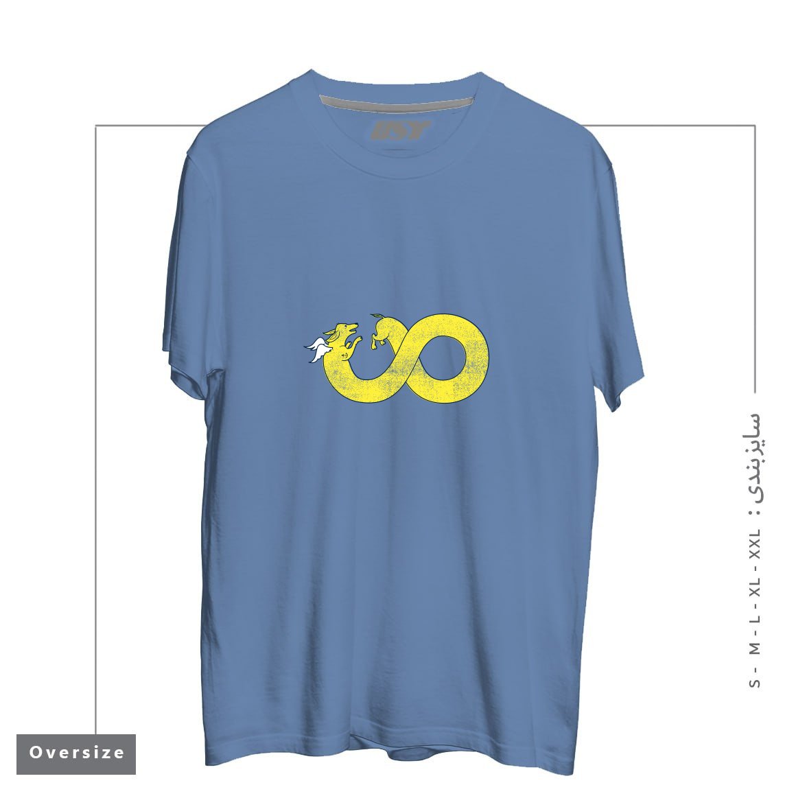 طرح THE YEAR OF THE DOG تیشرت اورسایزرنگ آبی نفتی